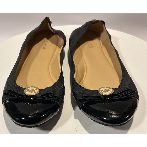 Michael Kors Dixie Black Leather Ballet Flats - Picture 3 of 5